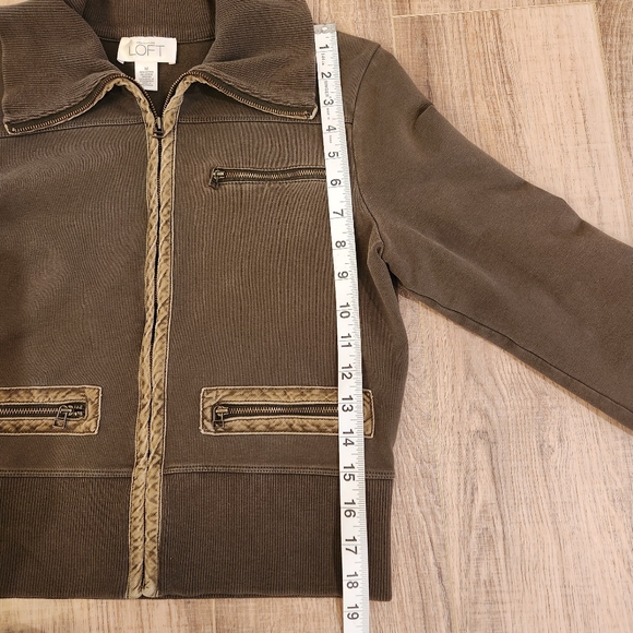 Ann Taylor LOFT Bomber Jacket, Army Green, Olive, Zip up Front, Women Medium - Picture 8 of 9